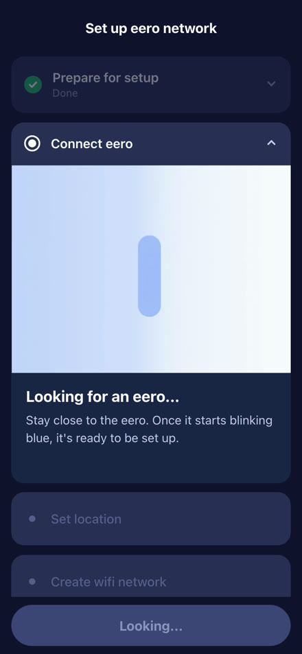 Demo app: looking for an eero, LED blinking