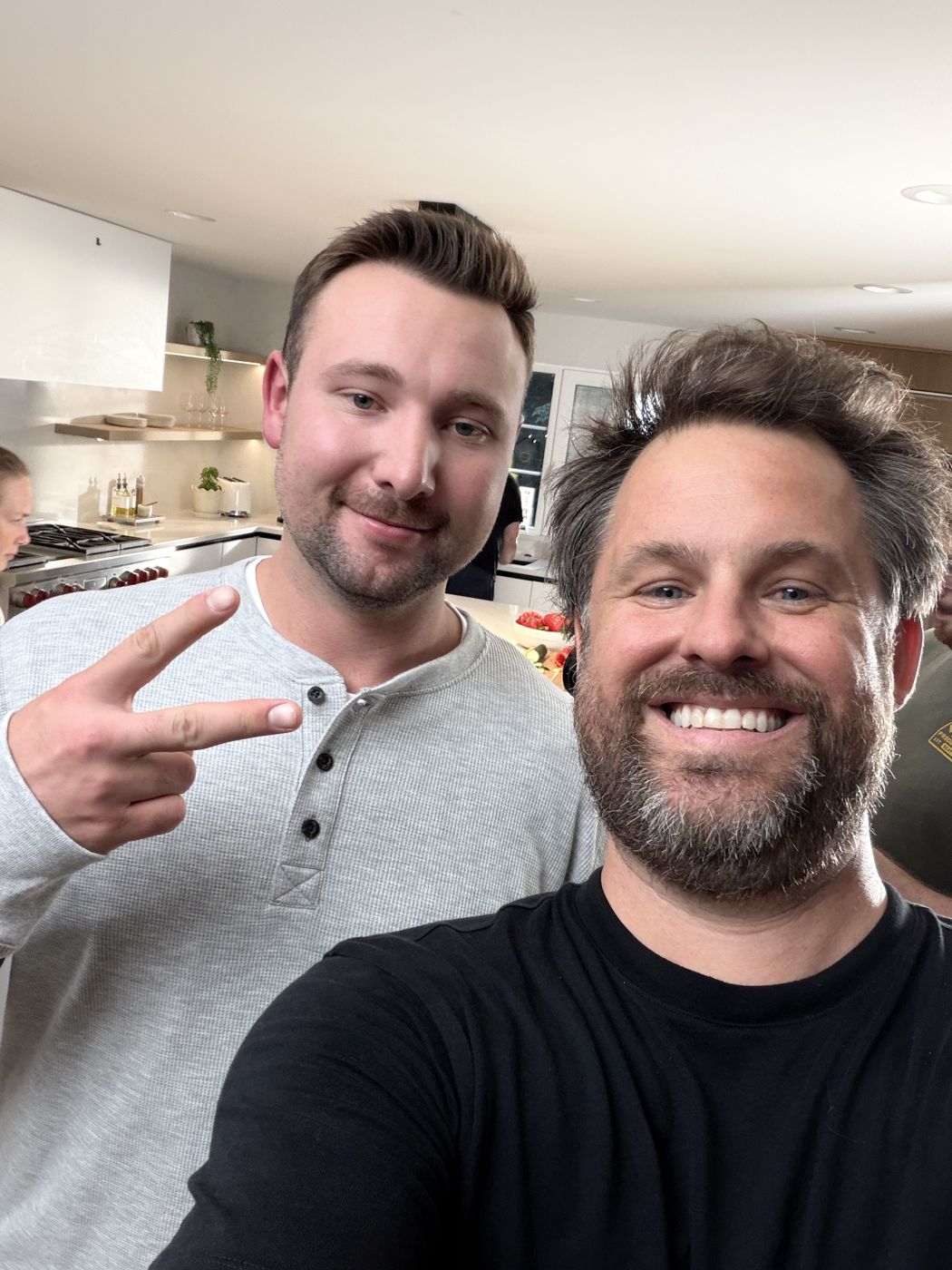 Aaron and Cal Raleigh on set